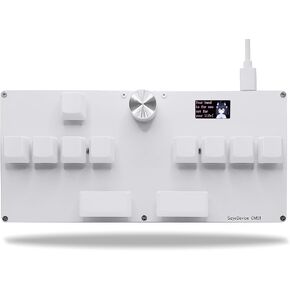SayoDevice CM51 Rapid Trigger Keyboard for OSU!、djmax... Rhythm Game with OUTEMU Hall Magnetic Linear Switches with Knob Custom Programmable Keypad (White-OUTEMU Pink Switches, CM51)