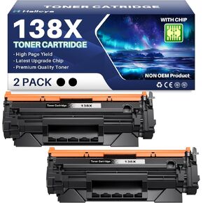 138X Black Toner Cartridge (with CHIP) Replacement Compatible for 138X 138A W1380A W1380X High-Yield Toner Work with Laserjet Pro 3001dw 3001fdw MFP 3101fdw Printer ( 2-Black )