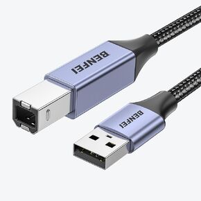 BENFEI USB Printer Cable, 6.6FT/2 Meter USB A to USB B Cable for HP, Canon, Brother, Dell, Epson, Lexmark, Xerox, Grey