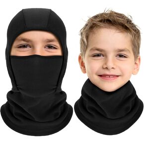 Honoson 1 Hole Kids Ski Mask Winter Balaclava Warm Kids Full Face Mask Cover Windproof for Boys Girls Outdoor Sports(Black)