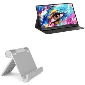 BoxWave Stand and Mount Compatible with PONKLOIE Portable Monitor for Laptop PON-B15 (15.6 in) - VersaView Aluminum Stand, Portable, Multi Angle Viewing Stand