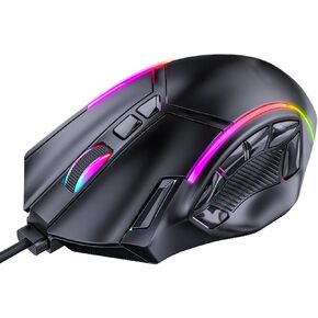 ciciglow Wired Gaming Mouse, X15 Wired USB Computer Mouse, 12800DPI RGB Backlight Corded Mouse for Computers Gaming Devices, 12 Programming Keys, Office and Home