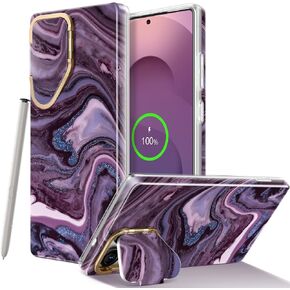 GVIEWIN Magnetic for Samsung Galaxy S25 Ultra Case with Camera Cover Kickstand, [Compatible with MagSafe] [Screen Protector] Mil-Grade Drop Protection Marble Phone Case 6.9" (Quicksand/Purple)