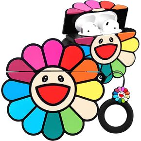 Besoar for AirPods 2&1 Case Cartoon Cute Kawaii Silicone Cases for Apple AirPod Air Pods 1/2 Design Cover Cool Unique Fashion Fun Funny Soft Coves for Girls Girly Boys(Chromatic Flowers)