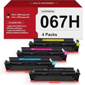 067H High Yield Toner Cartridge Compatible Replacement for Canon 067H 067 High Capacity Works for Canon Color imageCLASS MF650C LBP630C Series MF656Cdw MF653Cdw MF654Cdw LBP632Cdw Printer 4-Pack
