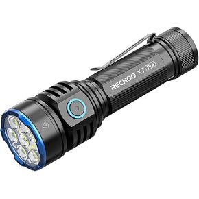 RECHOO X7 PRO Rechargeable Flashlights, Super Bright Flashlight 2000 High Lumens, High Powered with 3 Lighting Modes & Customizable Brightness Modes, Waterproof for Emergencies, Camping, Home (Black)