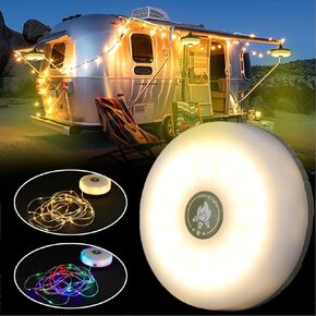 Rollable Camping String Light, USB Charging (32.8Ft) Outdoor RGB LED String Light with 8 Lighting Modes Magnet Hook Hanging Camping Lantern for Decor Camping Yard Hiking