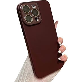 Caseative for iPhone 14 Pro Case,Solid Color Full Camera Lens Protection Compatible with iPhone Case (Wine Red,iPhone 14 Pro)