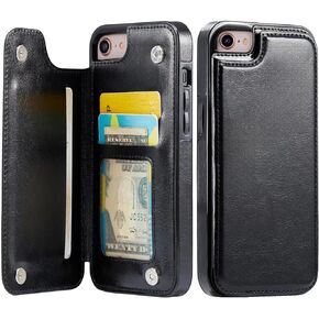 for iPhone 15 Pro Max Wallet Case with Card Holder, PU Faux Leather Kickstand Card Slots Case, Double Magnetic Clasp and Durable Shockproof Cover (Khaki)