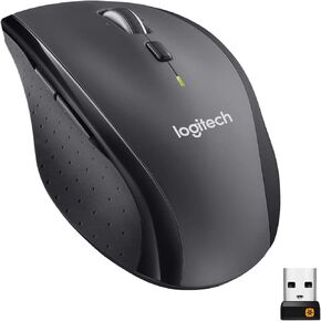 Logitech M705 Marathon Wireless Mouse-عمر البطارية الطويل لمدة 3 سنوات ، الشكل الأيمن المنحوت المريح ، التمرير المفرط والتوحيد USB ، لأجهزة الكمبيوتر وأجهزة الكمبيوتر المحمولة ، الرمادي الداكن الداكن in Kuwait