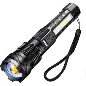 A76 Rechargeable Flashlights 20000 High Lumens - Brightest LED Flash Light 7 Modes with COB Side Light，High Powered Handheld Flashlight for Emergency Camping