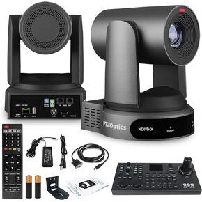 PTZOptics Move 4K SDI/HDMI/USB/IP PTZ Camera with 30x Optical Zoom (Gray) (PT30X-4K-GY-G3) SuperJoy PTZ Camera Joystick Controller + Universal Wall Mount (Black)