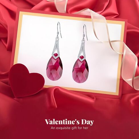 EleQueen 925 Sterling Silver CZ Teardrop Bridal Hook Dangle Earrings Made with Austrian Crystal for Women, Valentine's Day/Mother's Day/Christmas Jewerly Gift for Girlfriend/Mom in Saudi Arabia