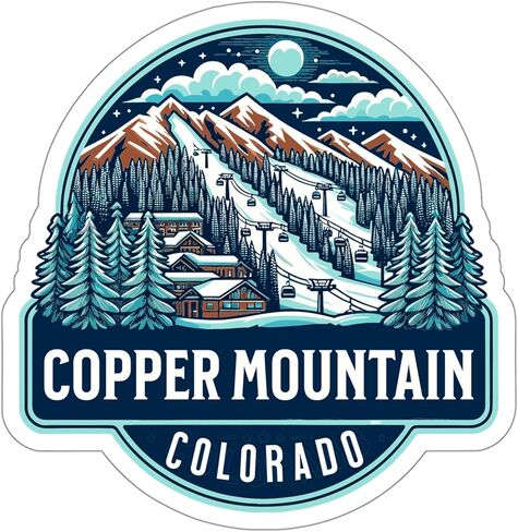 Copper Mountain Colorado Sticker Travel Outdoors Vinyl Vinyl Small Proteproof for Bottle Mug Passport Scrapbook Probbort Bookber Tumbloard Skatbloard حجم هاتف الكمبيوتر - 4 "× 4" in Saudi Arabia