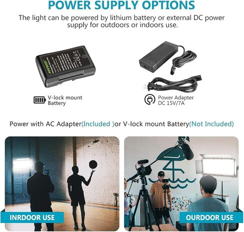 Neewer Dimmable 1904 LED Video Light Photography LED Lighting with Metal Frame/Barndoor, 3200K-5600K, DC Adapter/Battery Power Options for Studio Portrait Product Video Shooting (Battery Not Include) in Saudi Arabia
