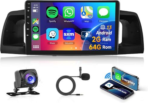2G+64G Android 13 Car Radio To Toyota Corolla Ex 2007 2008 2008 2010 2011 2012 مع Carplay Android Auto ، 9 بوصة تعمل بالميسريو دعم استريو GPS/Bluetooth/SWC/النسخ الاحتياطي in Kuwait