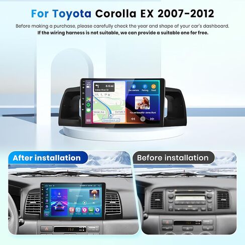 2G+64G Android 13 Car Radio To Toyota Corolla Ex 2007 2008 2008 2010 2011 2012 مع Carplay Android Auto ، 9 بوصة تعمل بالميسريو دعم استريو GPS/Bluetooth/SWC/النسخ الاحتياطي in Kuwait
