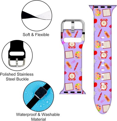 Compatible With Autism Awareness Apple Watch 38/40/41/42/44/45mm For Women Men,Soft Silicone Teacher Gifts Nurse Decorations Replacement Wristband Band For Iwatch Series 8 7 6 5 4 3 2 1 SE. in Saudi Arabia