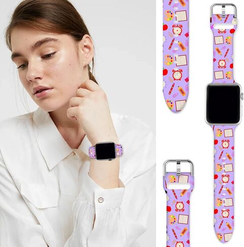 Compatible With Autism Awareness Apple Watch 38/40/41/42/44/45mm For Women Men,Soft Silicone Teacher Gifts Nurse Decorations Replacement Wristband Band For Iwatch Series 8 7 6 5 4 3 2 1 SE. in Saudi Arabia