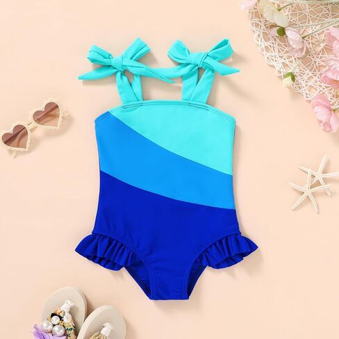 Toddler Swimsuit Girl Color Block Stripe One-Piece Swimwear Baby Girl Bathing Suits in Saudi Arabia
