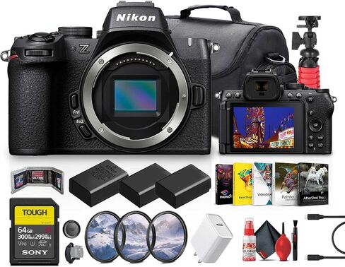 Nikon Z50 II Compact Lightweight Lightlight Digital Camera (1784) + 64GB بطاقة ذاكرة + 2 X EN-EL25 + برنامج التصوير + كيس الكاميرا + ترايبود مرنة + كبل تنظيف + USB-C + أكثر (متجددة) in Saudi Arabia