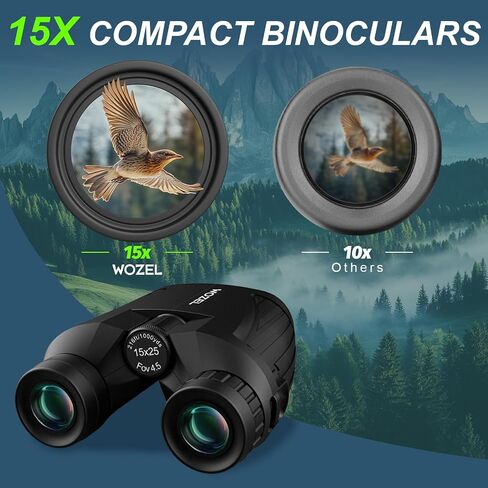 15X25 Small Binocular for Adults & Kids - High Powered Binoculars with Bright Light & Large Field of View - Compact Binoculars for Hunting, Bird Watching, Hiking, Outdoor Activities in Saudi Arabia
