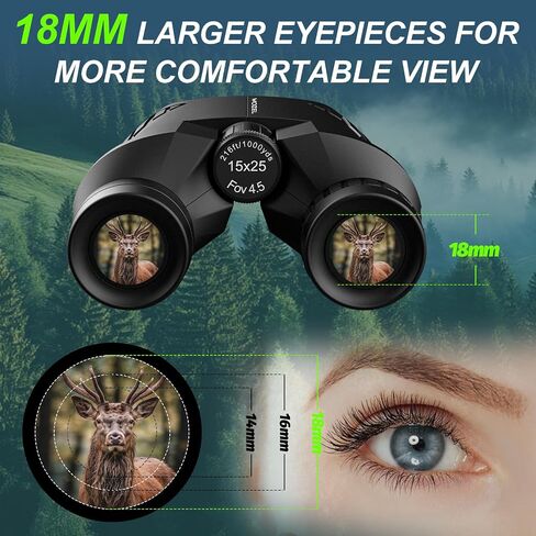 15X25 Small Binocular for Adults & Kids - High Powered Binoculars with Bright Light & Large Field of View - Compact Binoculars for Hunting, Bird Watching, Hiking, Outdoor Activities in Saudi Arabia