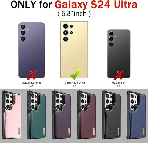 بالنسبة إلى Samsung Galaxy S24 Ultra Wallet Case with Kickstand ، تغطية جلدية ذات بطاقة Flip Coard Women Men Srockproof Protection Case for Galaxy S24 Ultra Phone Case (Black) in Kuwait