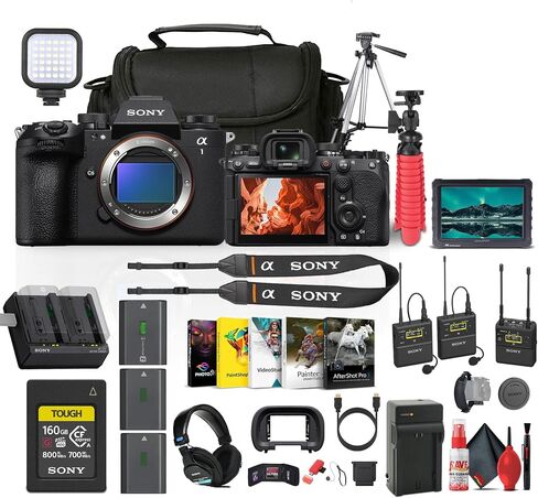 Sony Alpha A1 II كاميرات عدسة قابلة للتبديل غير قابلة للتبديل (ILCE-1M2) + نظام MIC + 160 جيجابايت بطاقة ذاكرة CFEXPRESS + شاشة + بروتين بروتين + 2 X NP-FZ100 + TRUPOD + أكثر (متجددة) in Saudi Arabia