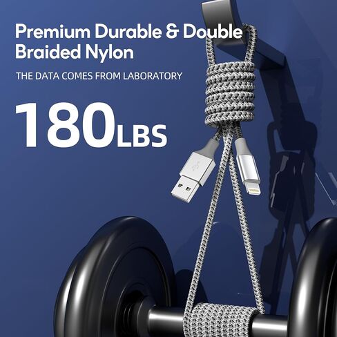 MenoSupp iPhone Charger 3Pack 10FT [MFi Certified] Nylon Braided USB Fast Charging Cord Lightning Cable Compatible with iPhone 14/13/12/11 Pro/11/XS MAX/XR/iPad and More in Kuwait