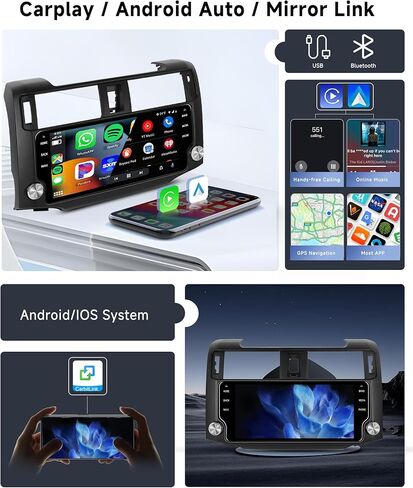 [8 Core 4G + 64G] Android 13 Car Radio To Toyota 4Runner 2010-2019 مع Carplay/Android Auto ، 10.33 بوصة الشاشة تعمل باللمس ، GPS ، WiFi ، SWC ، DSP + كاميرا احتياطية in Kuwait