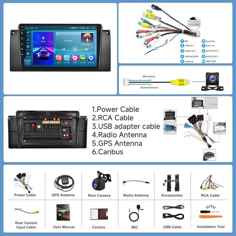 2+64g لـ BMW 5 Series x5 E39 E53 M5 1996-2006 Car Radio Wireless Carplay/Android Auto ، Android Car Stereo 9 " in Kuwait