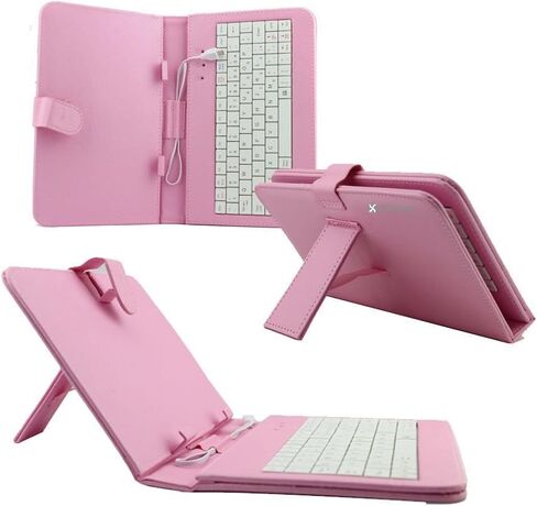 Sanoxy® 9.7 "PU Leather USB Keyboard Case/Cover Stand لجهاز الكمبيوتر اللوحي 9 بوصة (9.7" بوصة اللون الوردي) in Kuwait
