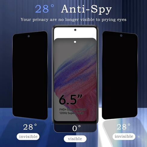 2 حزمة شاشة شاشة الخصوصية ل Samsung Galaxy A53/A51/A52 ، فيلم زجاجي مضاد للتجسس ، صلابة 9H ، حماية حافة الترقية ، السهولة التثبيت ، خالية من الفقاعات ، ودية في الحالة in Kuwait