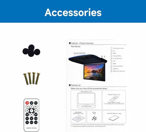 14 inch MP5 Ceiling Mounted high Definition Monitor Supports HDMI TF USB AV1 AV2 Video Input and Output as Well as FM Trans in Saudi Arabia