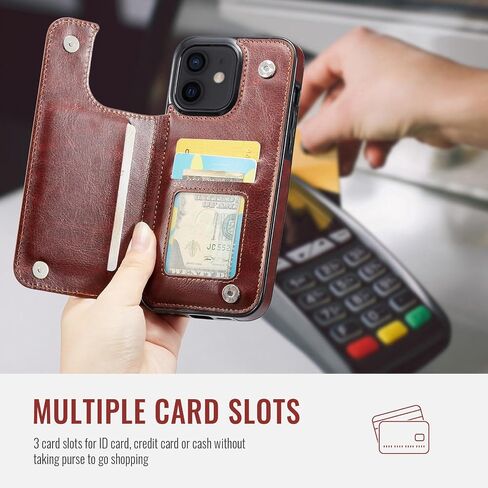 بالنسبة إلى iPhone 15 Pro Max Wallet Case مع حامل البطاقة ، وحالة فتحات البطاقات الجلدية Pu Faux ، ومشابك مغناطيسي مزدوج وغطاء متين للصدمات (Khaki) in Kuwait