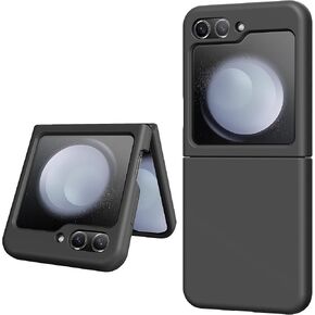 for Samsung Galaxy Z Flip 5 Case Case Liquid Silicone Case Dual Layer Hybrid Hard PC Soft Silicone Gel Rubber Phone Case for Samsung Galaxy Z Flip 5 5G, Black