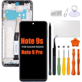 Replacement for Xiaomi Redmi Note 9 pro | Note 9s LCD Screen with Frame for Redmi note9 Pro note9s M2003J6B2G M2003J6A1G LCD Touch Screen Display Panel Digitizer Assembly with Repair kit(Black)