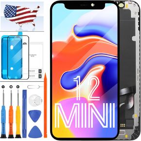 Soft OLED for iPhone 12 Mini Screen Replacement,6.1 Inch for iPhone12Mini LCD Display Digitizer Touch Screen Full Assembly Replacement Repair Kits for A2176,A2398,A2400,A2399