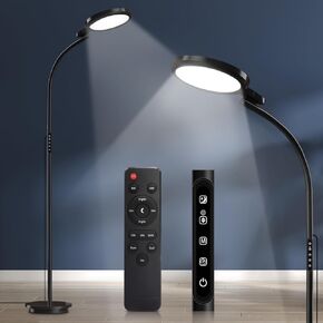 Light Therapy Lamp, 10000 LUX UV-Free Sun Lamp, 3 Heights Desk and Floor-Standing Daylight Lamp 5 Colors & 5 Brightness Levels for Reading/Relaxing/Studying (Black)
