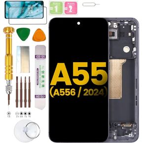 (OLED/with Fingerprint) LCD Display Assembly for Samsung Galaxy A55 5G SM-A556V, SM-A556B, SM-A556B/DS, SM-A556E, SM-A556E/DS, SM-A5560 Screen Replacement kit (Black)