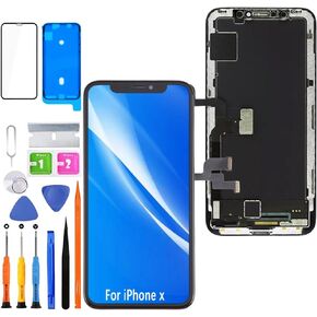 Screen Replacement for iPhone X LCD Display FHD Touchscreen 3D Touch Face ID Digitizer Frame Mounting,Waterproof Adhesive,Repair Kits