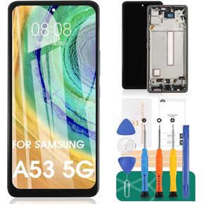 OLED for Samsung A53 5G Screen Replacement for Samsung A536U Touch Digitizer Screen Replacement for Samsung Galaxy A53 5G LCD Display Repair Kits with Frame (with Fingerprint Function,Black)