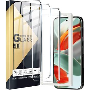 3 Pack Screen Protector for Pixel 9 / Pixel 9 Pro with Dust Removal Installation Tool, Easy to Install, Anti Scratch, Bubble Free, HD Tempered Glass for Google Pixel 9/9 Pro 5G