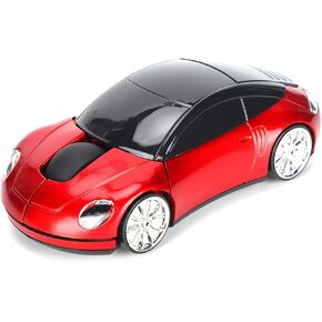 Diyeeni Smart Car Shaped Mouse, 2.4G Cordless for Laptop Tablet Computer with USB Receiver (Red)