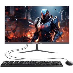 All-in-One Desktop Computer PC, 24" FHD N5095 Quad-Core Processor, 16GB DDR4 RAM, 512GB SSD, Dual-Band Wi-Fi, Bluetooth, 6 USB, HDMI, VGA, Included Keyboard & Mouse, Sleek Design (N5095/16GB/512GB)