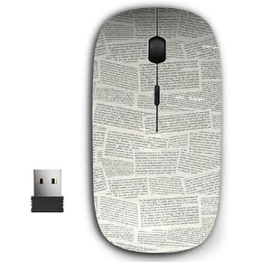 2.4G Ergonomic Portable USB Wireless Mouse for PC, Laptop, Computer, Notebook with Nano Receiver (Text Newspaper)