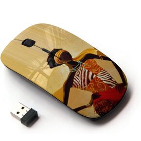 [ Optical 2.4G Wireless Mouse [ Black Queen Gold Goddess Woman Lady ]