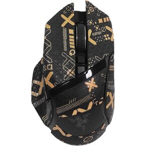 Mouse Grip Tape Full Coverage for Razer Basilisk V3 Gaming Mouse, Mouse Anti Slip Grip Tape,Self-Adhesive PreCut Sweat-Resistant Professional Mice Upgrade Kit(Black&Gold)
