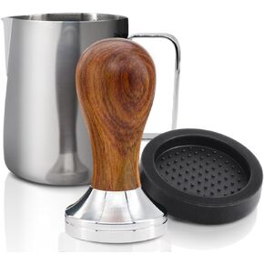 إكسسوارات Kyonano Espresso - Espresso Tarmper 51mm - العبث مع Dalbergia Odorifera مقبض - Tarfer Tarmper بالإضافة إلى حليب القاذف 350ml